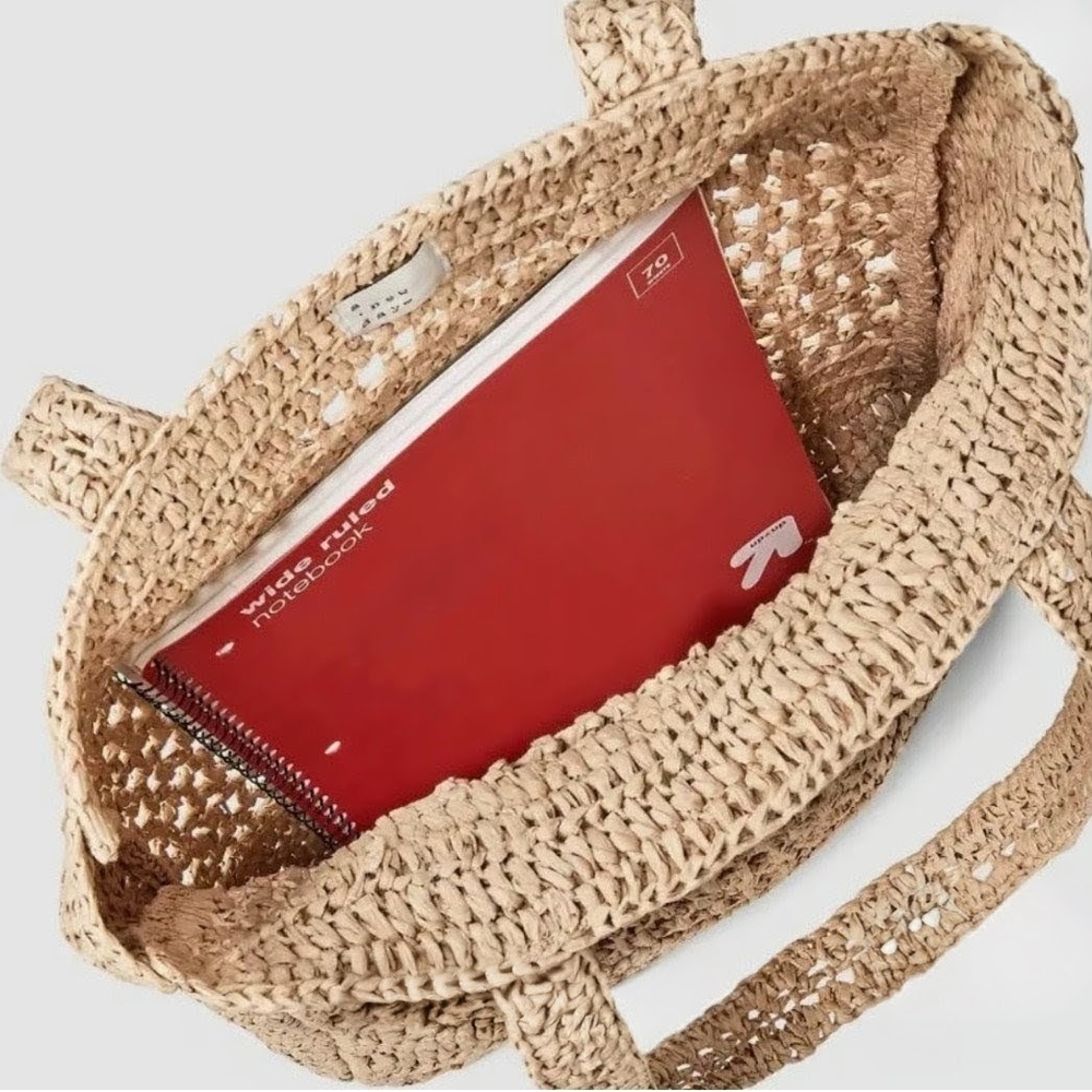 Woven Straw Tote Bag - Natural - Picture 4 of 6